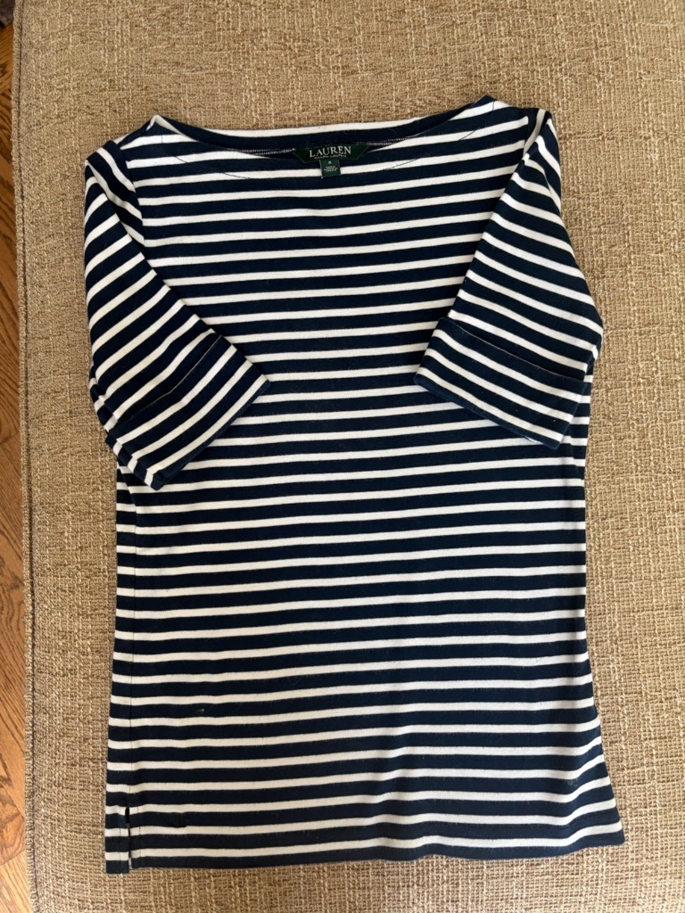 Ralph Lauren Navy & White Striped Short Sleeve Top